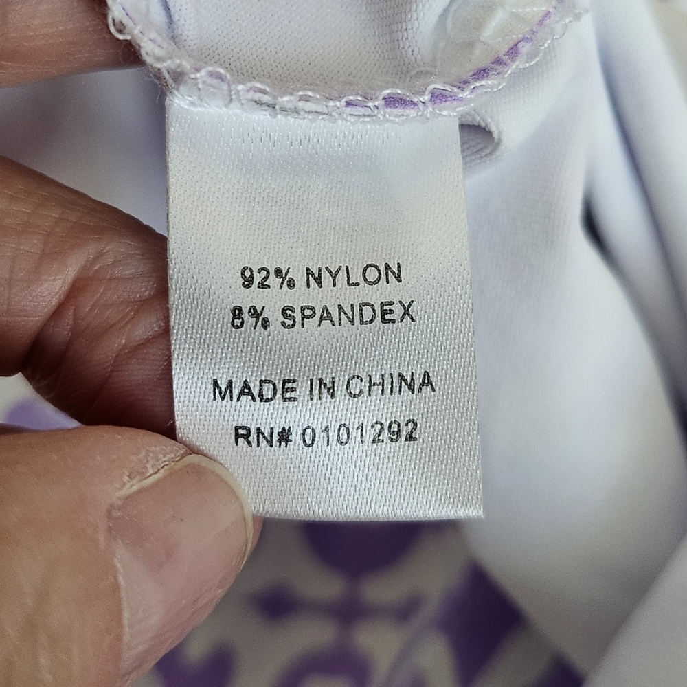 Lulu B Small Lavender Floral Top Asymetal Hem 3/4 Sleeve activeware - Picture 7 of 8